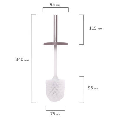 Ёрш металлический для чистки унитаза "Laima", 38,5x10,5см, с подставкой, матовый, серый